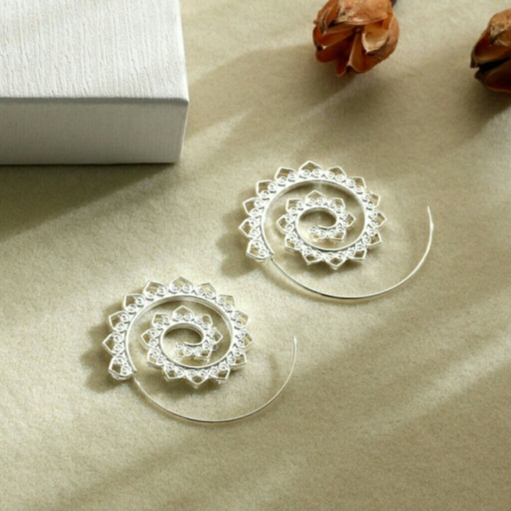 Silver spiral earrings